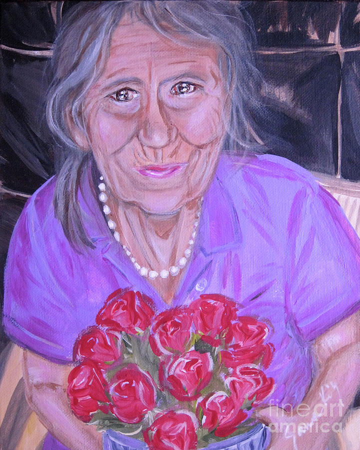 Happy 79 Birthday,Roses for You Painting by Oksana Semenchenko