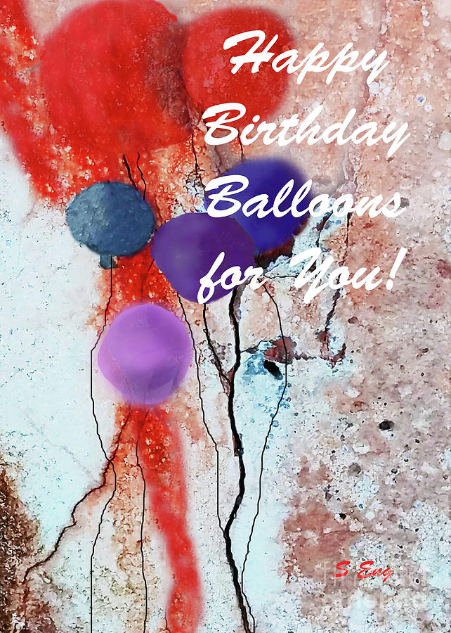 Happy Birthday Balloons for You Card Painting by Sharon Williams Eng