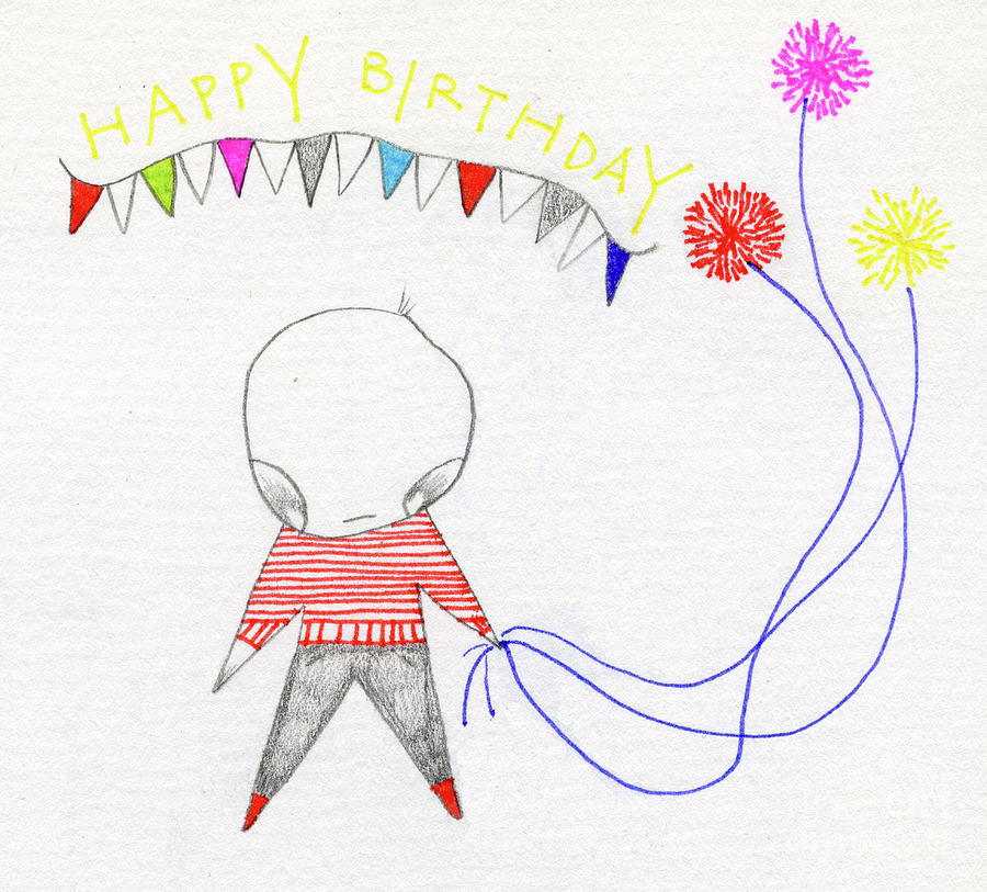 Happy Birthday Drawing On Paper Painting by Bella Larsson