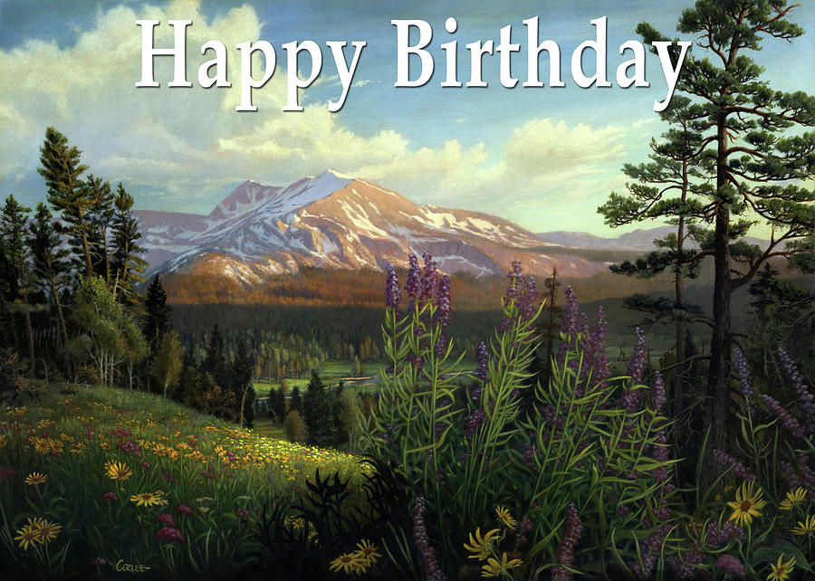 Happy Birthday Greeting Card - Spring Wildflowers Western Mountain ...