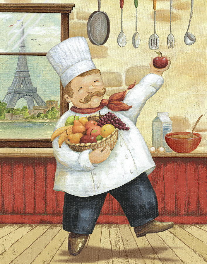 Happy Chef I Mixed Media by Daphn? B. Happy Chef I Mixed Media by Daphn? B.