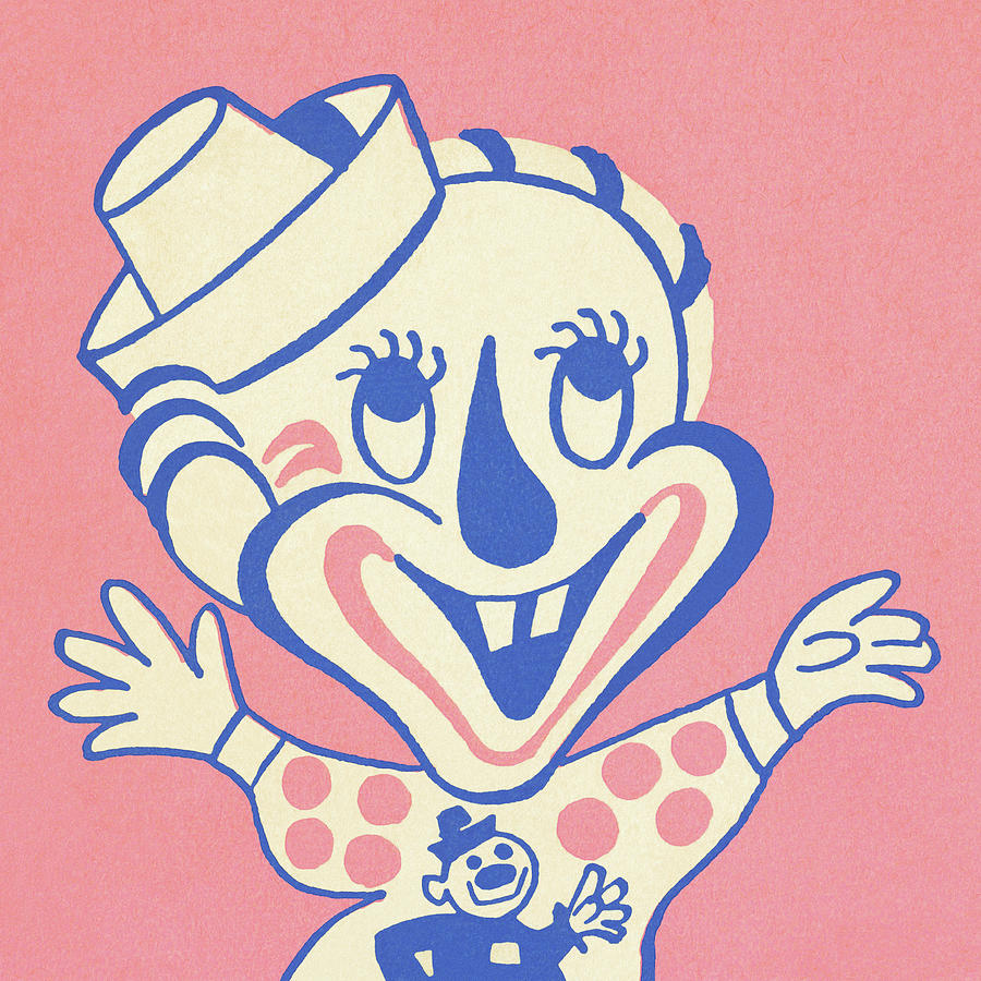 Halloween Drawing - Happy Clown on Pink Background by CSA Images