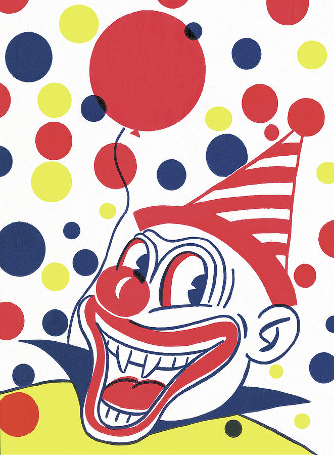 Halloween Drawing - Happy Clown with a Balloon by CSA Images