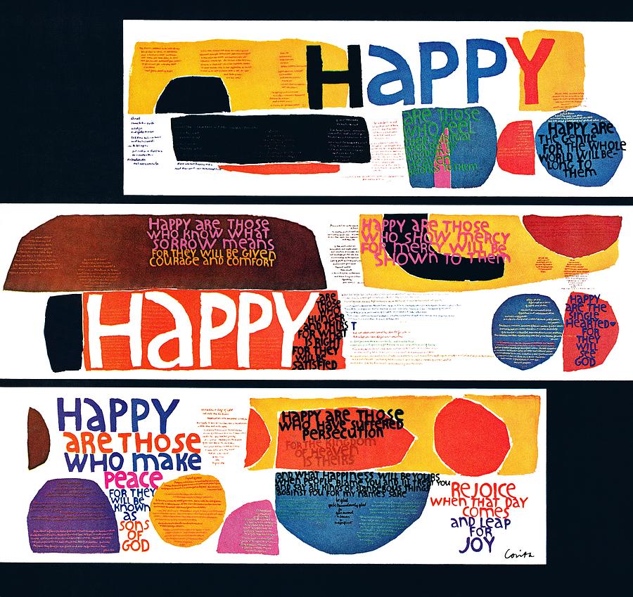 Happy Collage Drawing by Sister Corita Kent