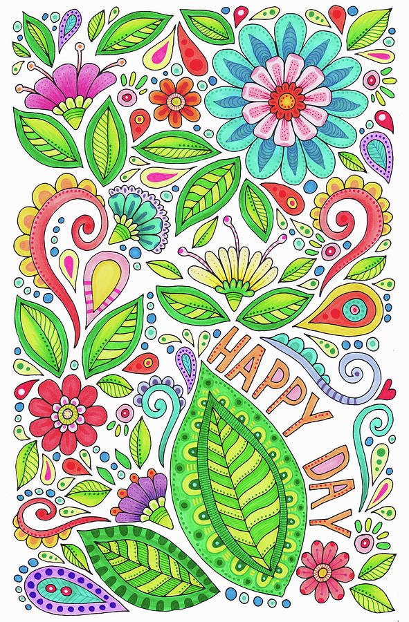 Flower Digital Art - Happy Day - Color by Hello Angel