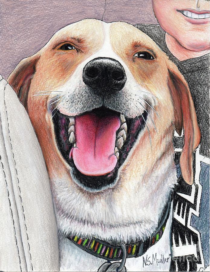 Happy Dog Drawing by Nancy Mueller