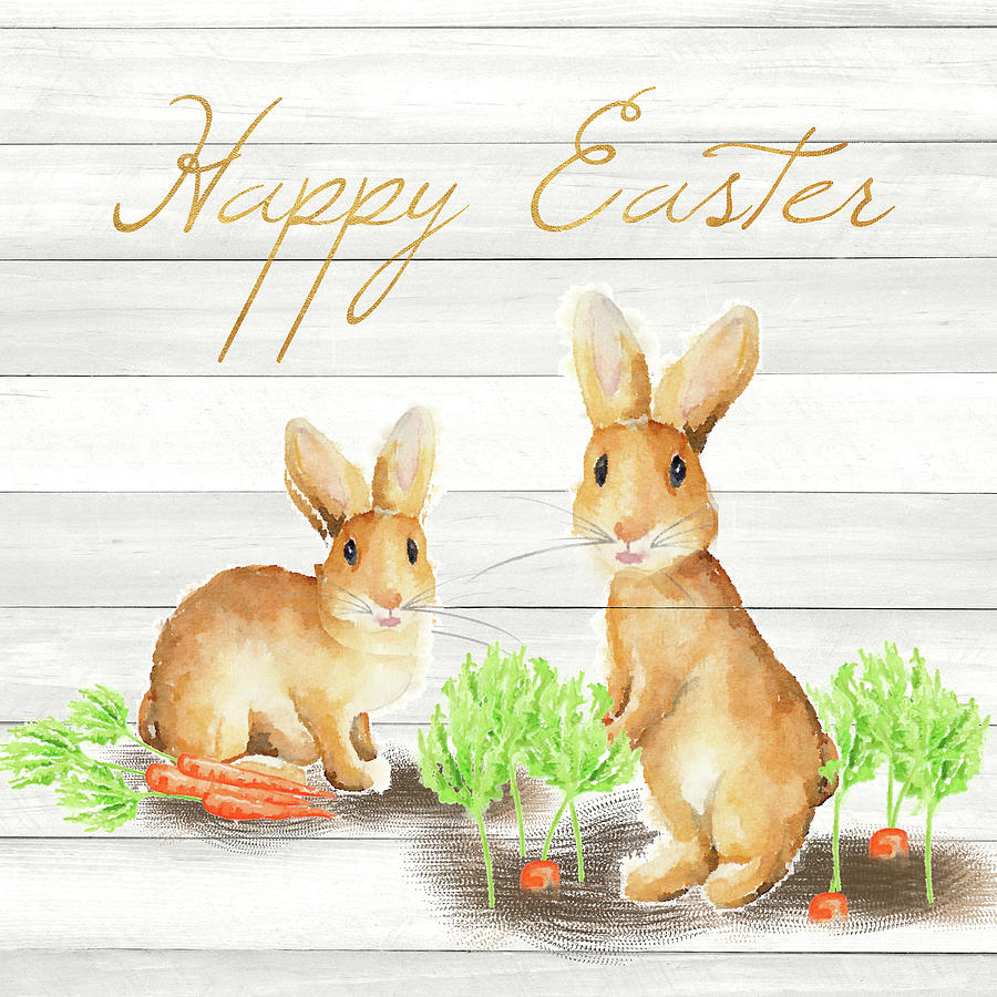 Easter Mixed Media - Happy Easter Bunnies by Andi Metz