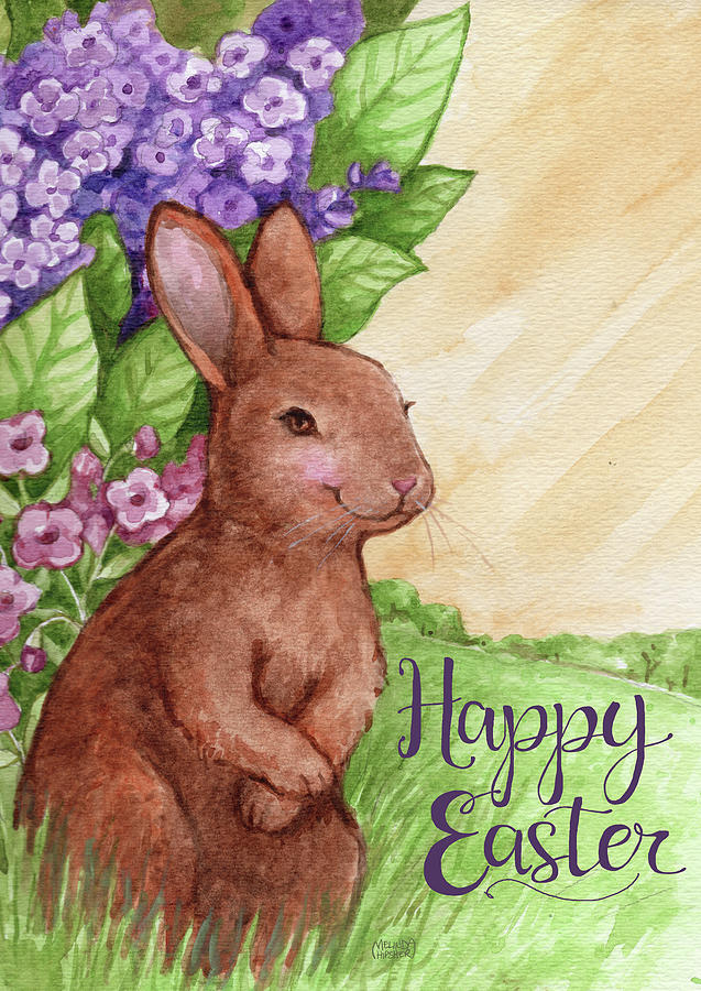 Happy Easter Bunny In Lilacs 2 Painting by Melinda Hipsher - Fine Art  America