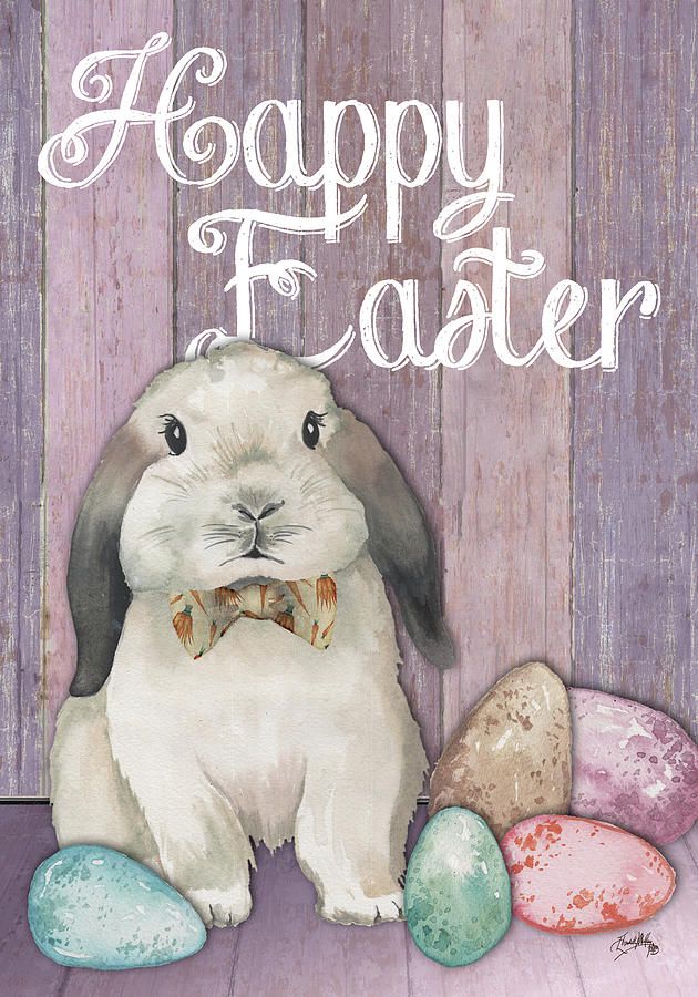 Easter Digital Art - Happy Easter Bunny On Wood by Elizabeth Medley
