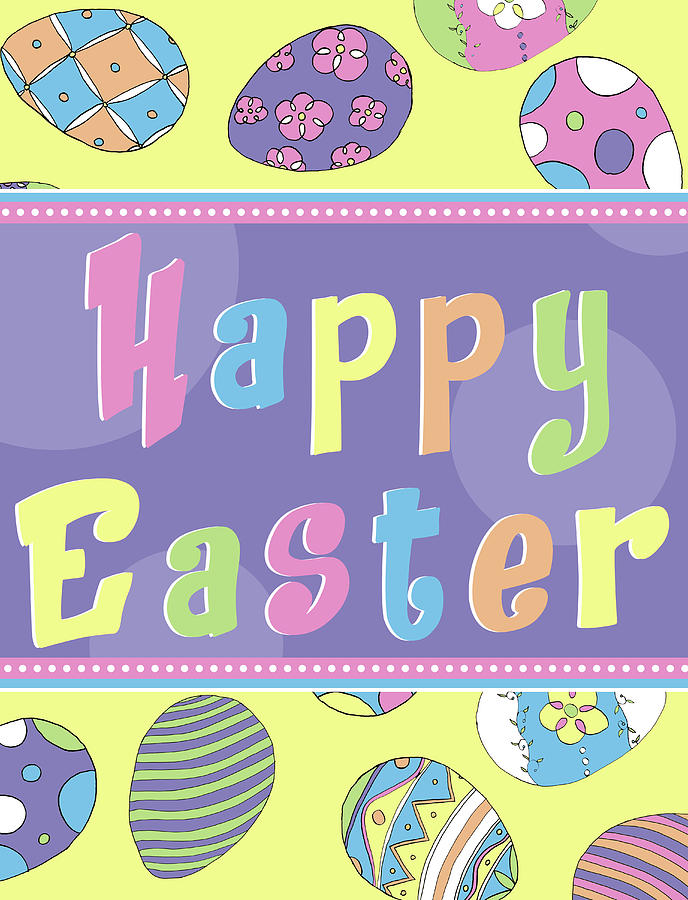Easter Digital Art - Happy Easter Eggs by Sd Graphics Studio