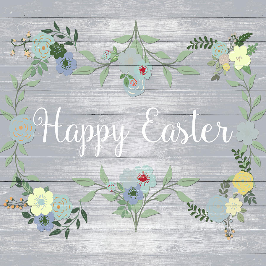 Easter Digital Art - Happy Easter Floral by Sd Graphics Studio