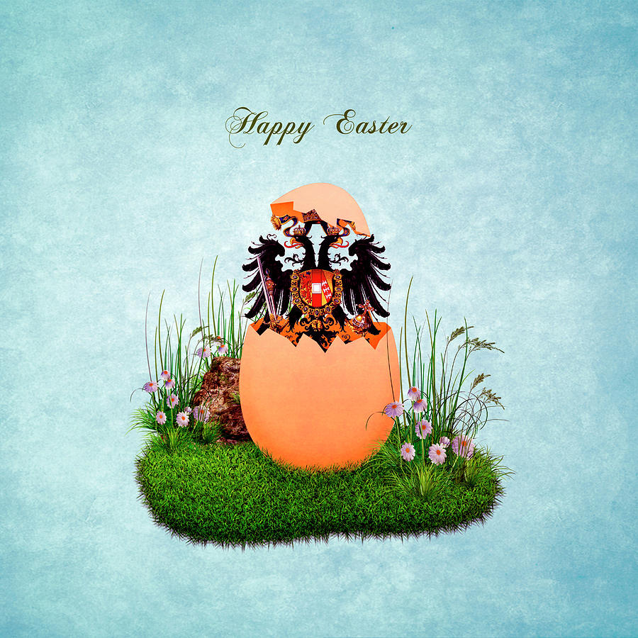 Easter Digital Art - Happy Easter Habsburg double-headed eagle by Helga Novelli