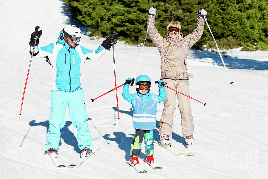 Happy Family Skiing Photograph by Microgen Images/science Photo Library