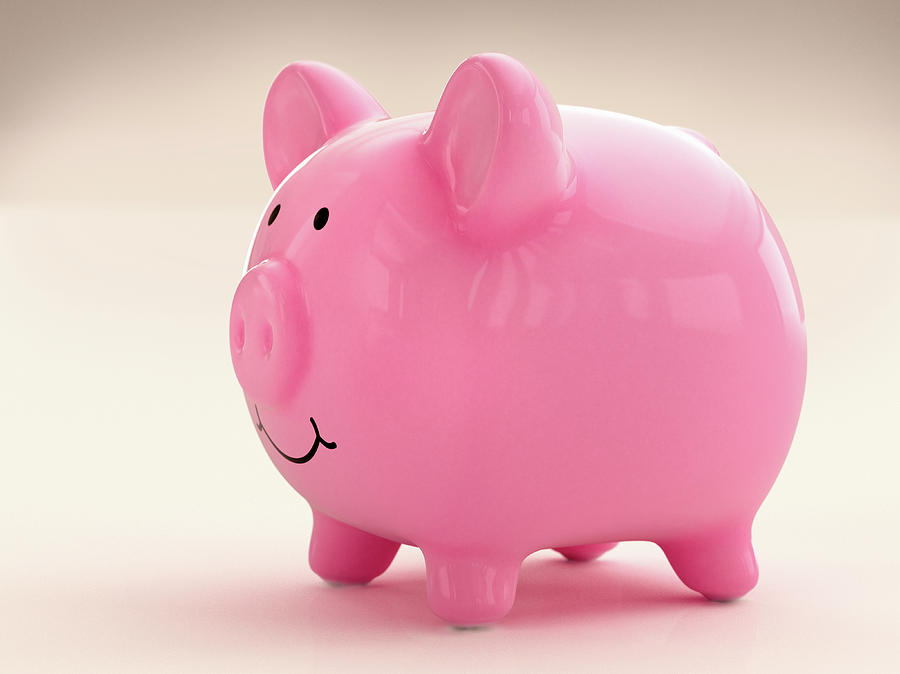 Happy Fat Piggy Bank Photograph by Ikon Images