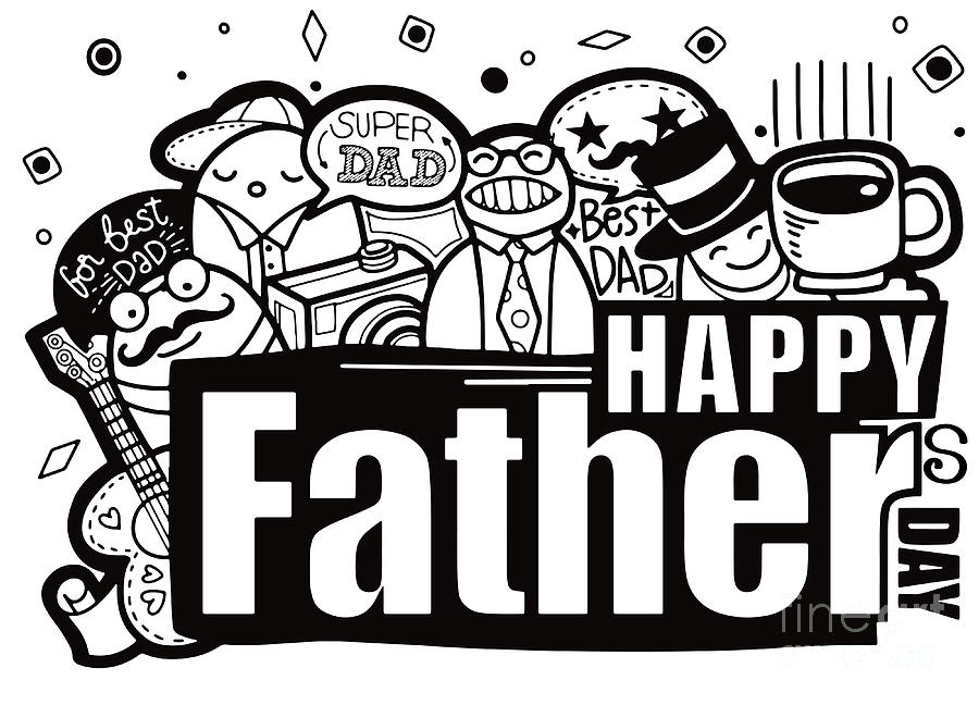 Happy Fathers Day hand drawn illustration isolated on backgro Digital