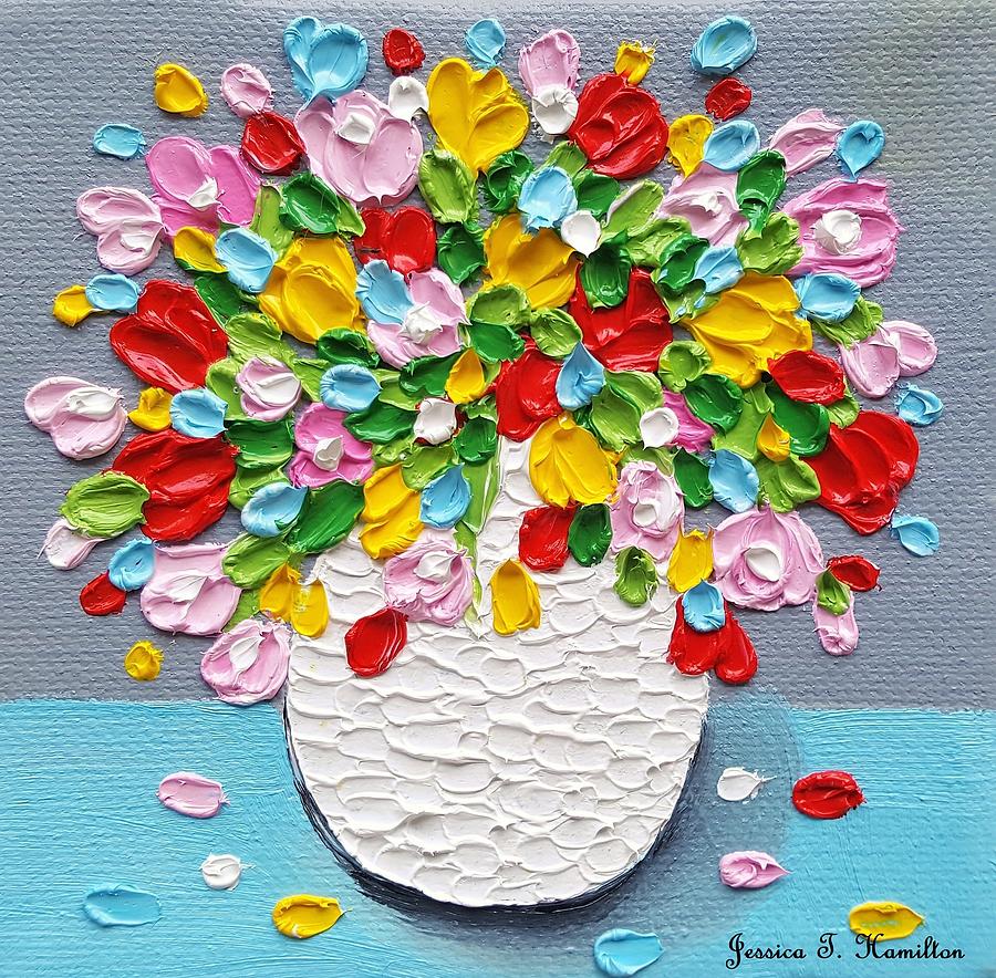 Happy Flowers On A Rainy Day Painting