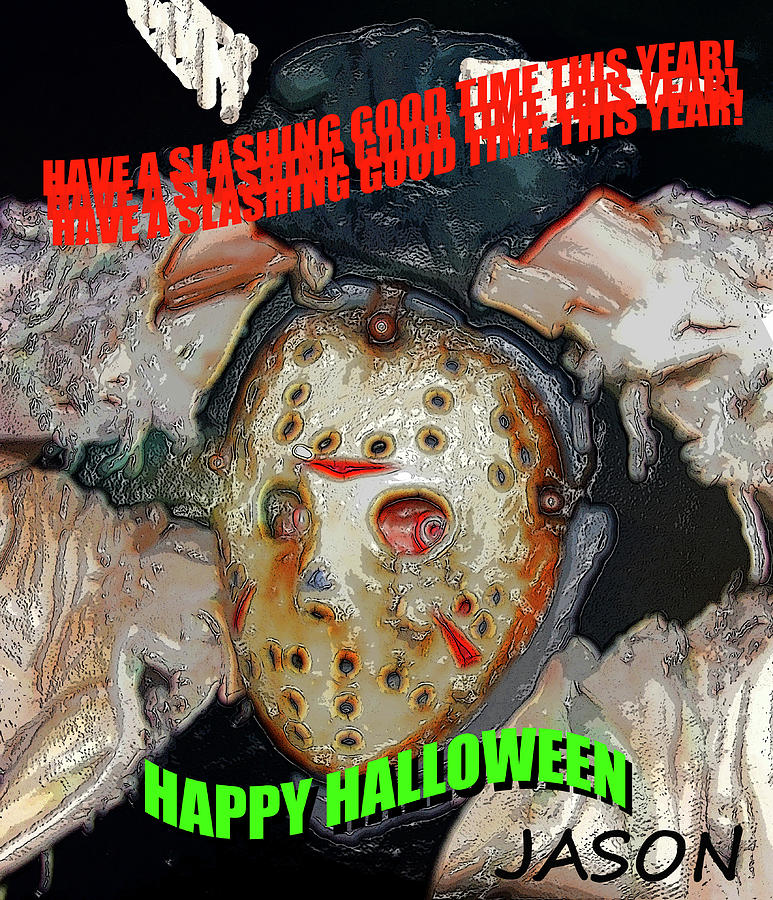 Happy Halloween card Jason Painting by David Lee Thompson