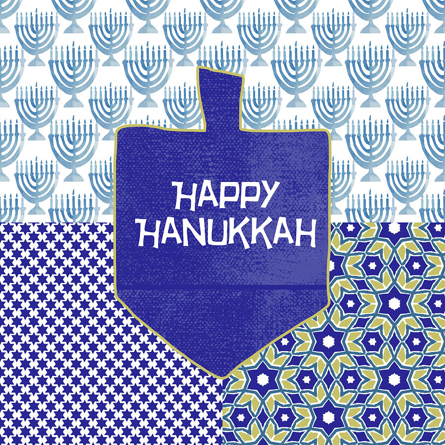 Happy Hanukkah Dreidel 1- Art by Linda Woods Painting by Linda Woods