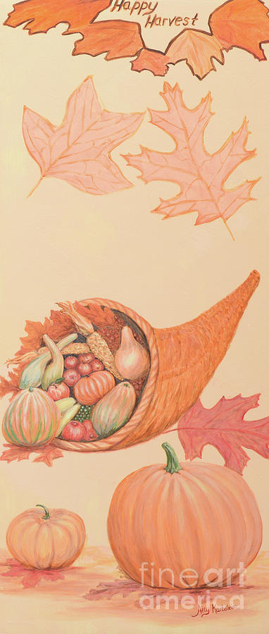 Happy Harvest Cornucopia Painting by Aicy Karbstein