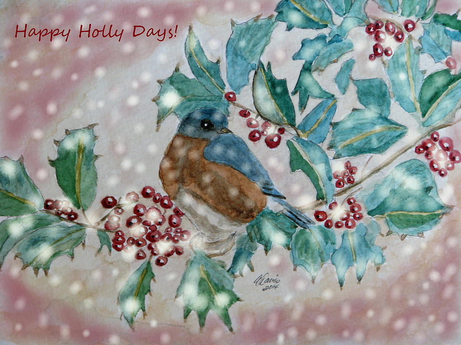 Happy Holly Days Painting by Angela Davies