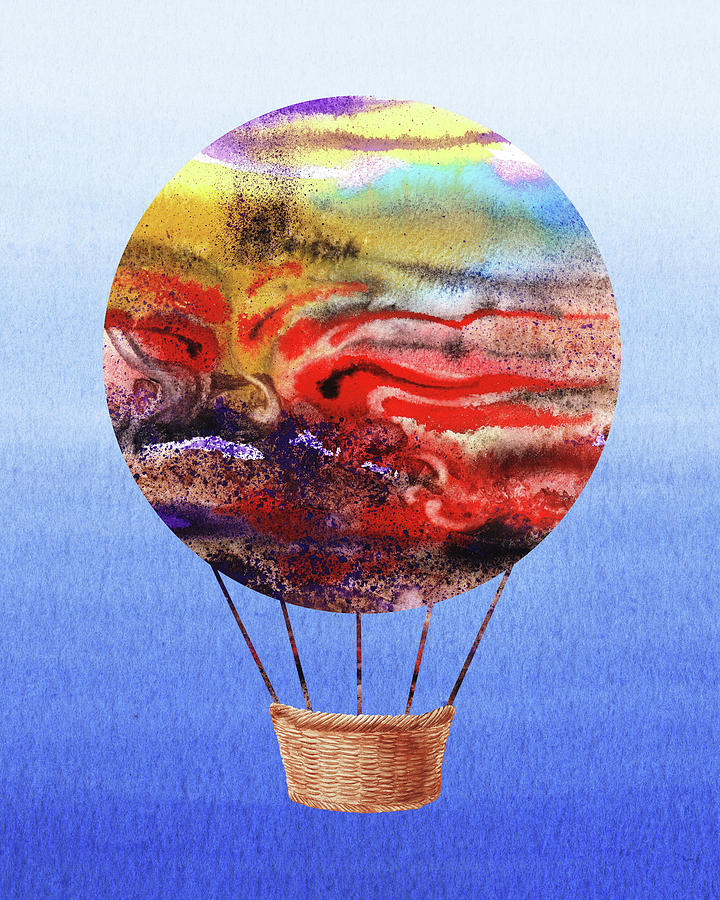 Happy Hot Air Balloon Watercolor Iv Painting