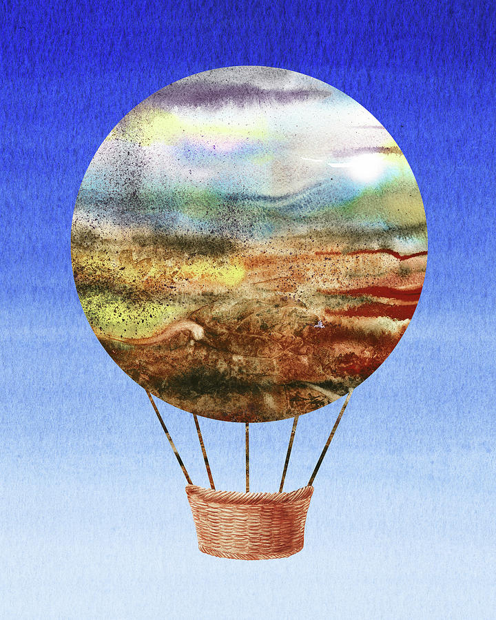Happy Hot Air Balloon Watercolor Ix Painting