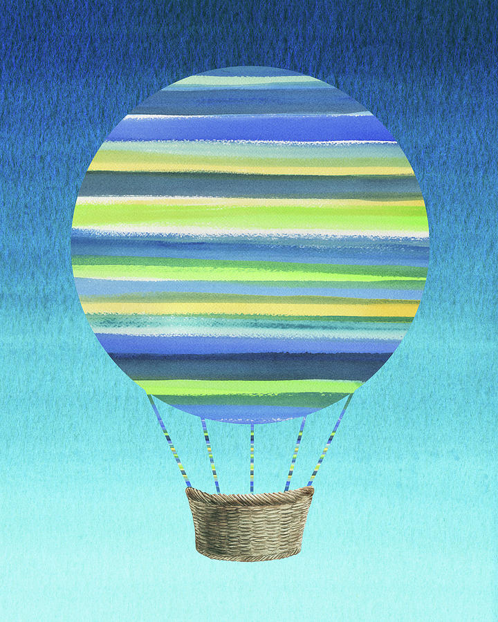 Happy Hot Air Balloon Watercolor XI Painting by Irina Sztukowski