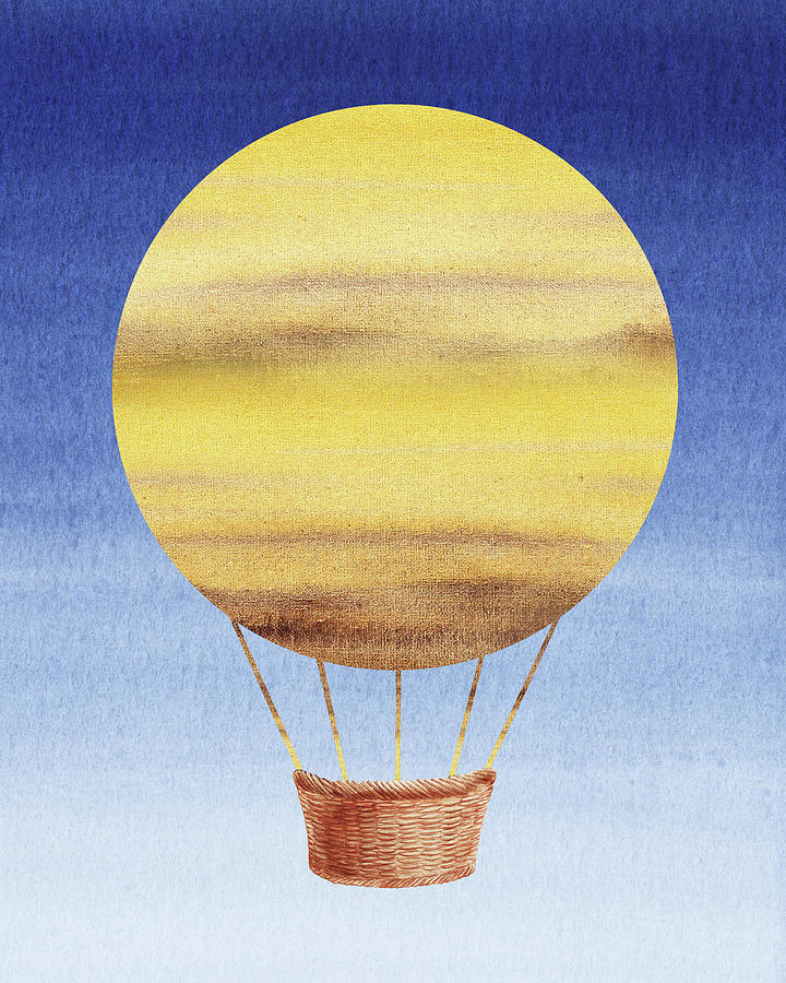 Happy Hot Air Balloon Watercolor XIV Painting by Irina Sztukowski