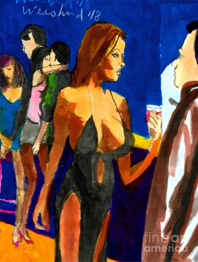 Happy Hour Slit Dress Painting by Harry WEISBURD