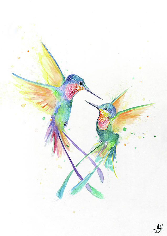 Happy Hummingbirds Painting by Marc Allante Happy Hummingbirds Painting by Marc Allante