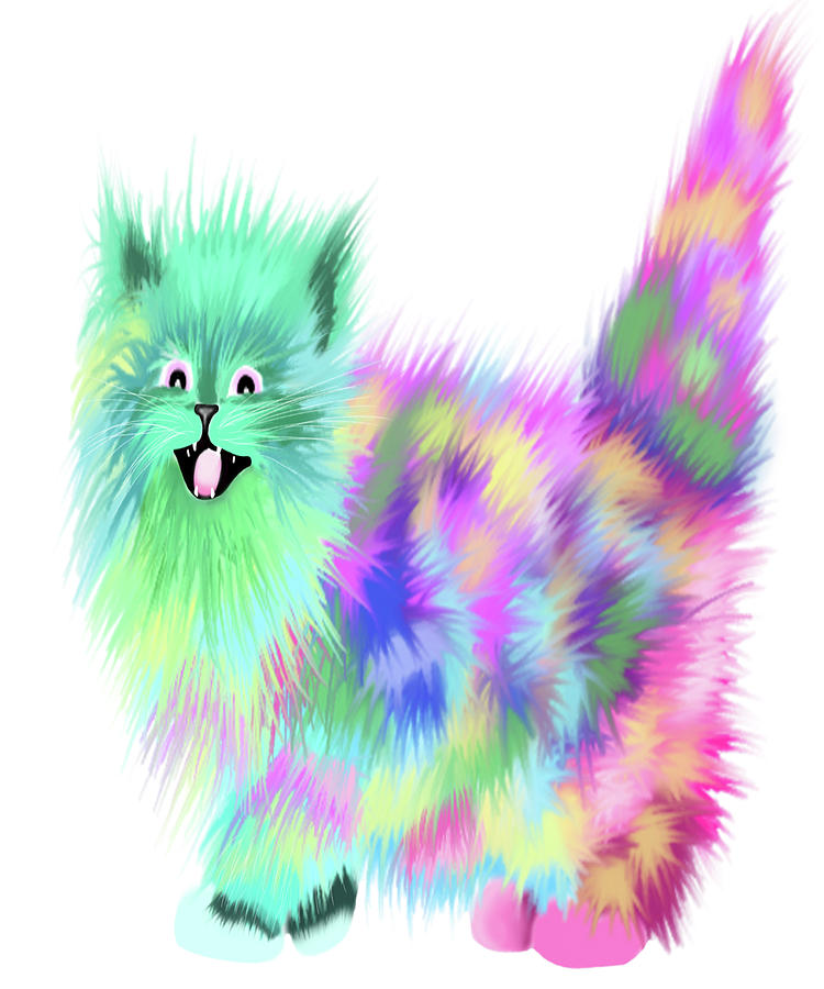 Animal Painting - Happy Kitty by Stephanie Analah