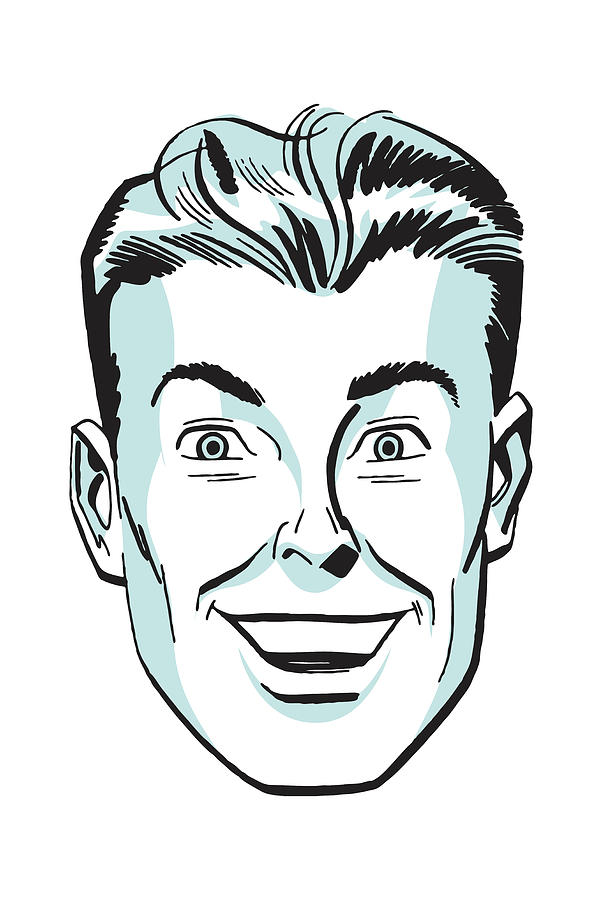 Happy Man with Straight Teeth and Thick Hair Drawing by CSA Images  Pixels