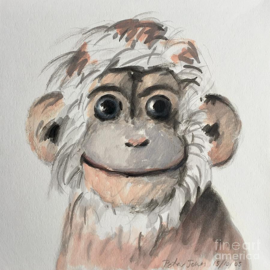 Happy Monkey, 2005, Oil On Paper Painting by Peter Jones