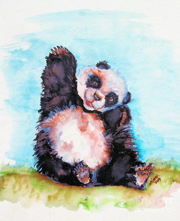 Happy Panda Painting by Lora Tout