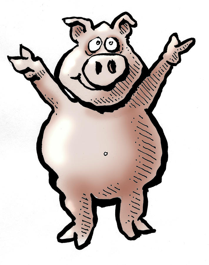 Happy Pig Drawing