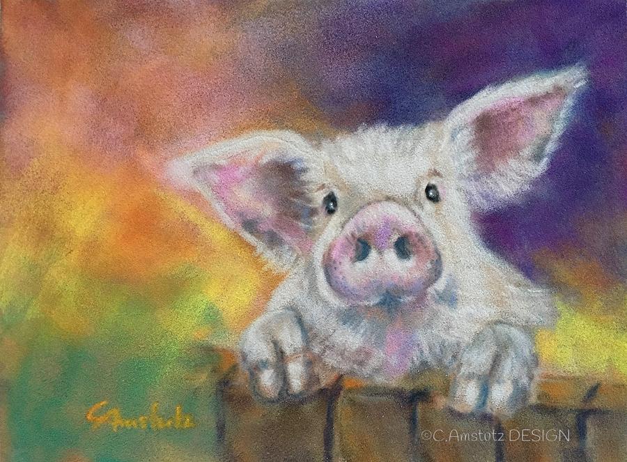Happy Piggie Painting by Christine Amstutz