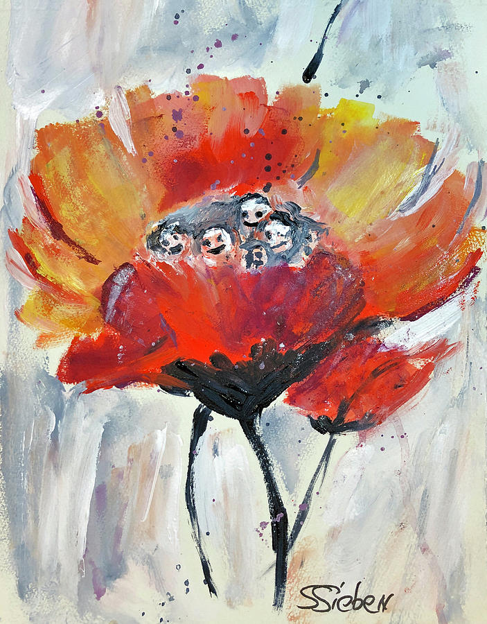Happy Poppy Painting by Sharon Sieben