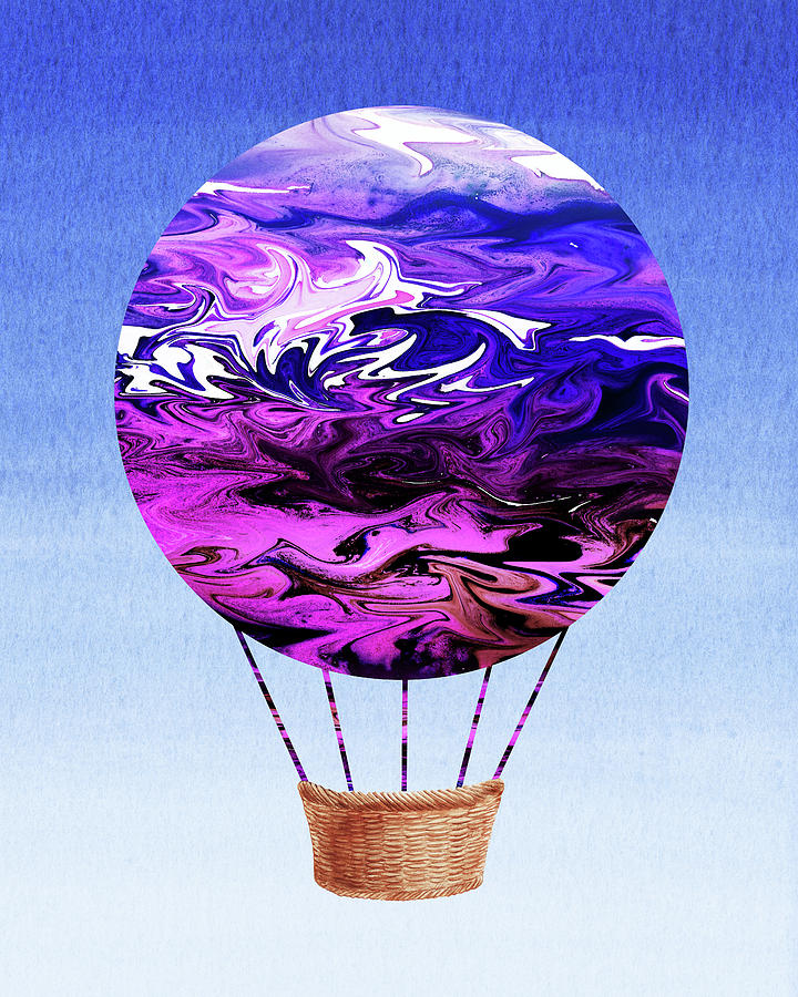 Happy Purple Hot Air Balloon Watercolor Xix Painting