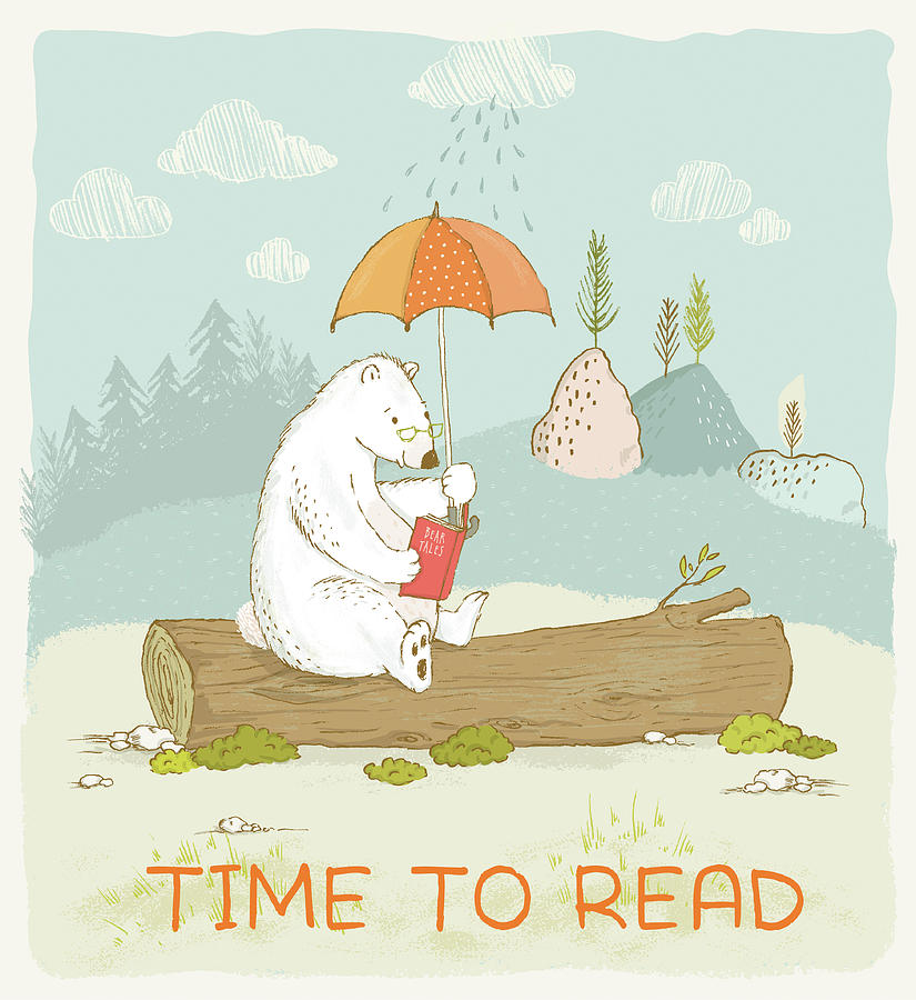 Happy reading bear with quote time to read Photograph by Matthias Hauser