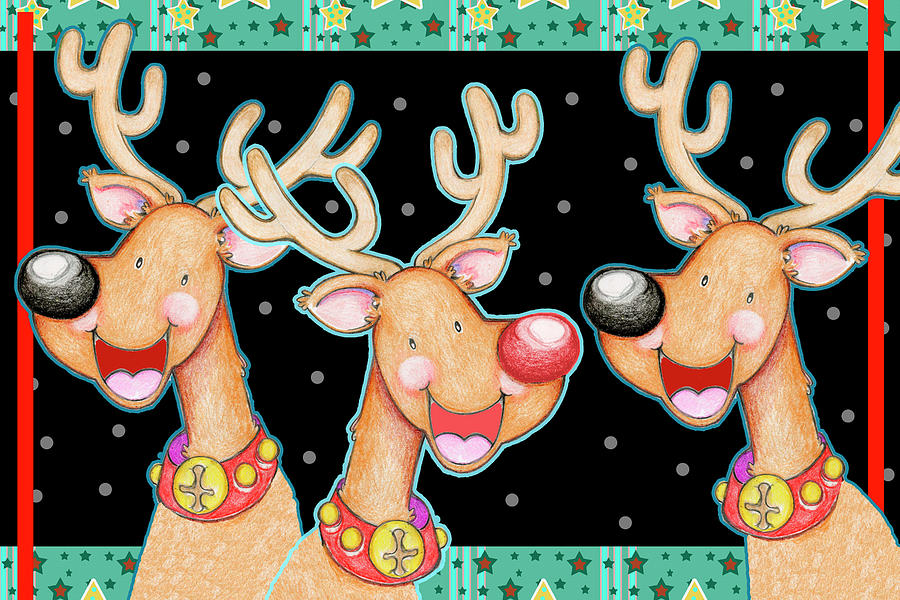 Happy Reindeer Mixed Media by Valarie Wade - Fine Art America