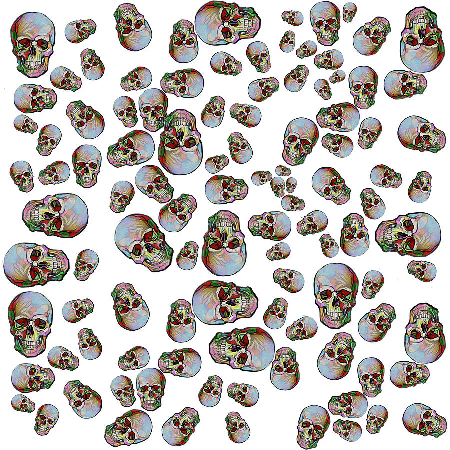 Happy Skull Random Pattern in White by Diego Taborda Happy Skull Random Pattern in White by Diego Taborda