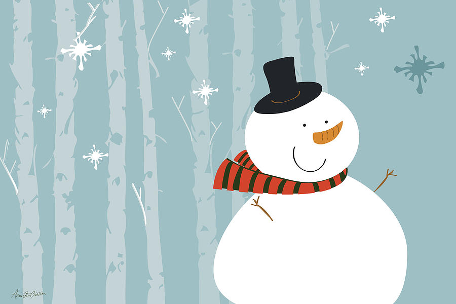 Snowman Painting - Happy Snowman by Anne Cote