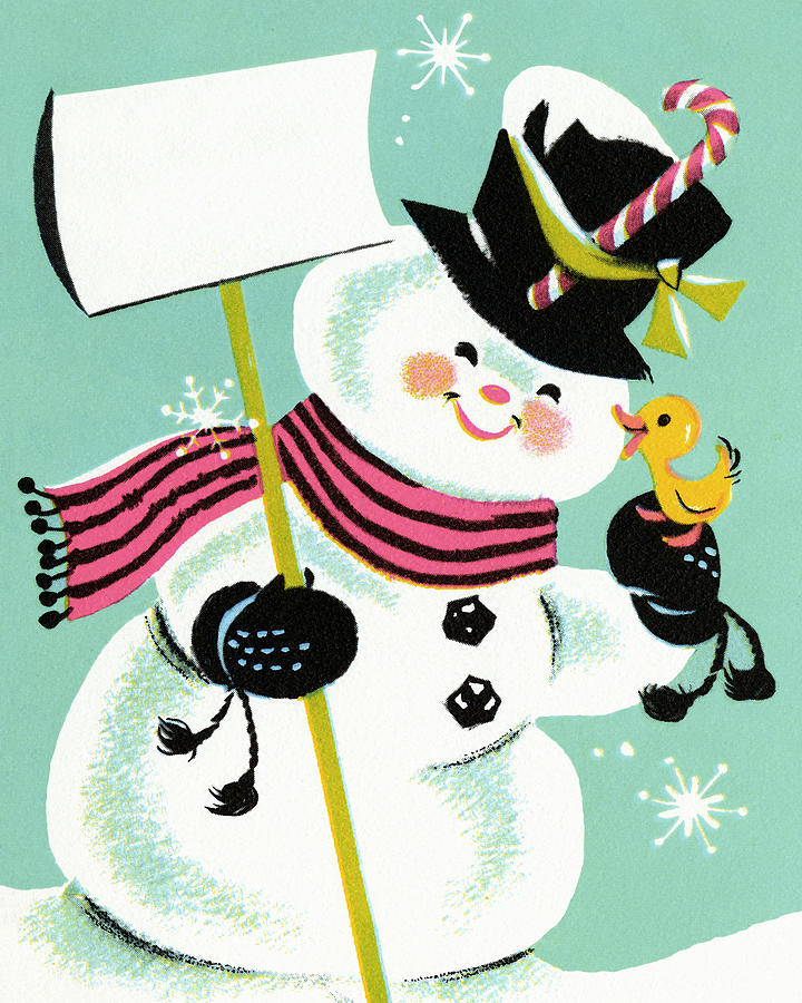 Christmas Drawing - Happy Snowman by CSA Images