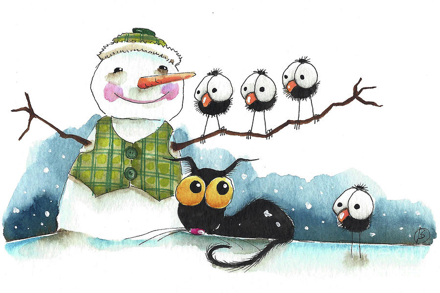 Happy Snowman Painting by Lucia Stewart