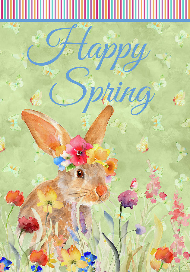 Spring Mixed Media - Happy Spring Bunny by Lanie Loreth