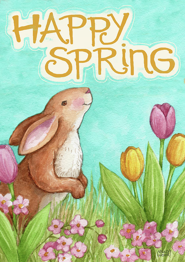 Easter Painting - Happy Spring Bunny by Melinda Hipsher