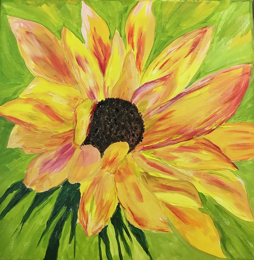 Happy Sunflower Painting by Linda Smith