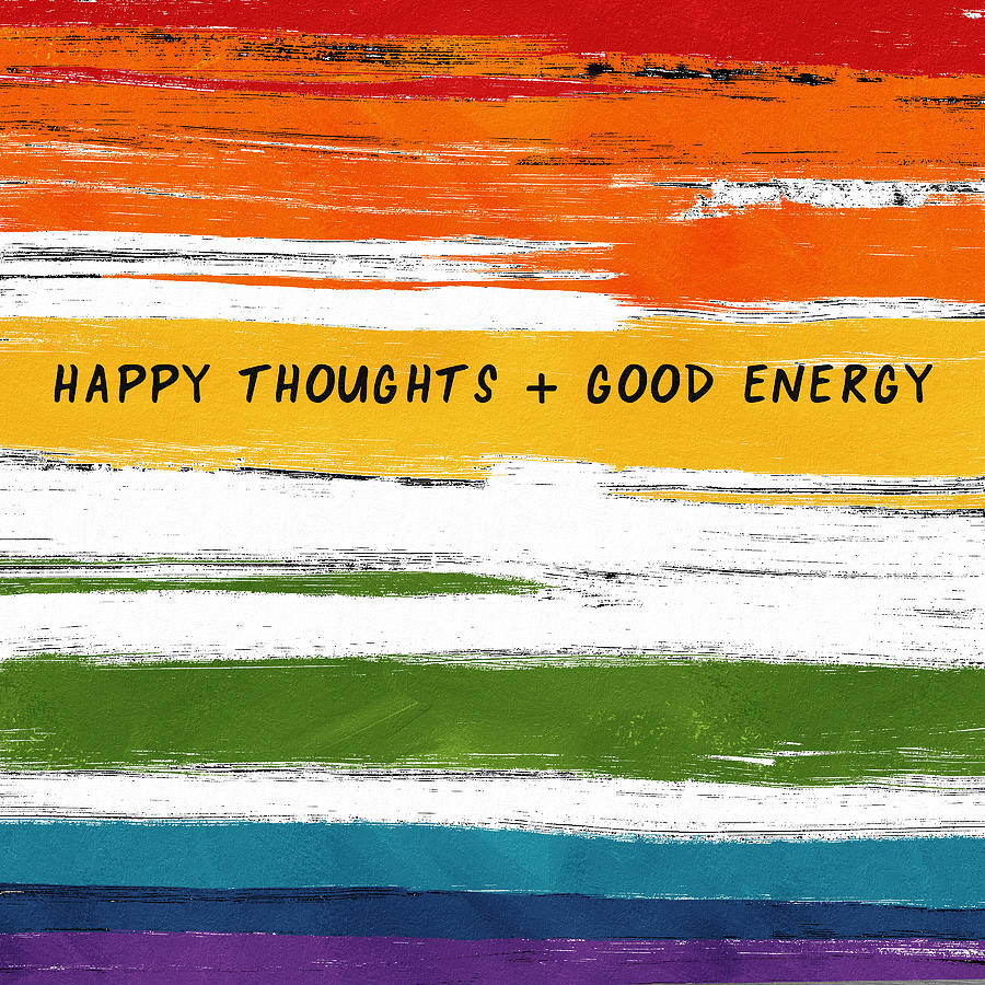 Happy Thoughts Rainbow- Art by Linda Woods Mixed Media by Linda Woods