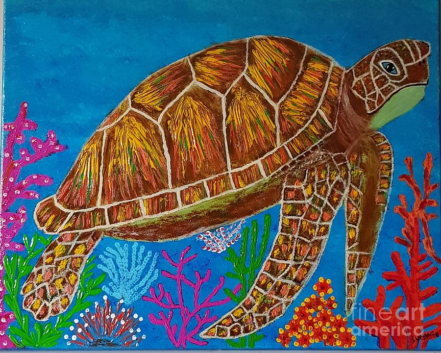 Happy Turtle Painting By Suman Kamath - Fine Art America