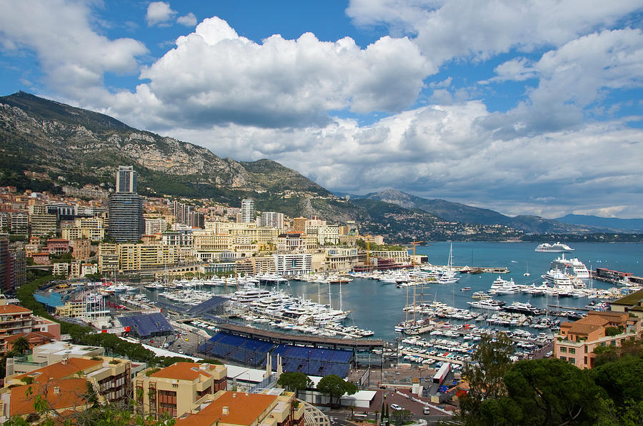 Harbor And Skyline, Monte Carlo, Monaco Photograph by Donovan Reese